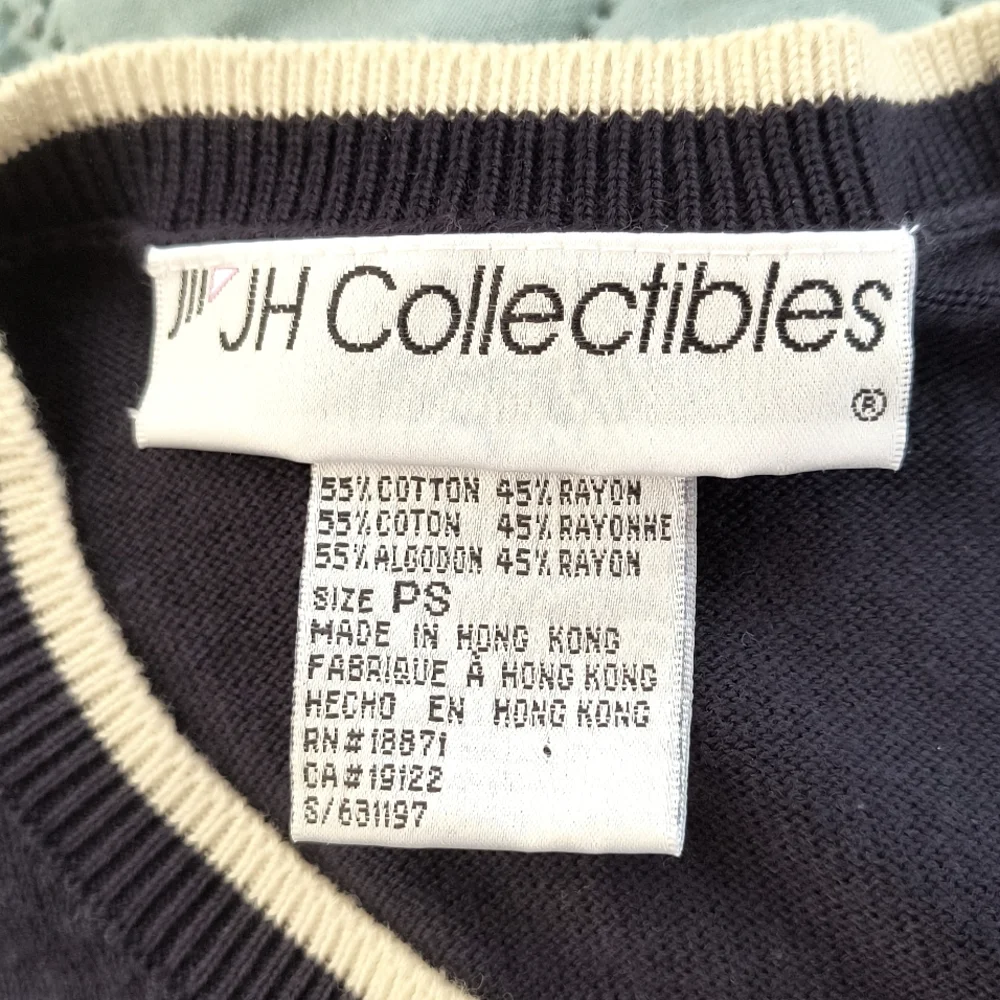 JH Collectibles Argyle NWT short 19 p2 p sleeve Cardigan Sweater / sm petite - Picture 3 of 5